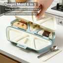 6 in 1 Onigiri Mold, One-Press Quick Make 6 Rice Balls at Once, Multifunctional Triangle Sushi Rice Ball Maker for Home & Picnic, Easy to Store, Carry and Clean (Beige)