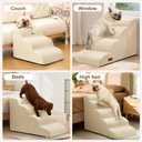 Aodisman Dog Steps for Bed and Couch,4-Step Dog Stairs and Ramp for Small Dogs & Cats,Indoor Anti-Slip Pet Stairs for Old Cats and Puppy,Beige