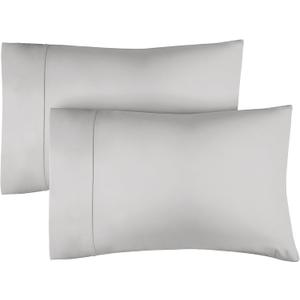 100% Cotton Pillow Cases Queen Size - Cooling, Breathable & Soft Pillowcase Covers Set of 2 - 400 Thread Count Cotton - Wrinkle Free - Machine Washable Protectors - Luxury Hotel Bedding - Light Grey