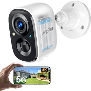 LongPlus 2026 Next Gen Security Cameras Wireless Outdoor, 4K Battery Cameras for Home Security, Wireless WiFi Security Camera, 2.4G/5GHz, Motion Detection,Color Night Vision,2-Way Audio,SD Card/Cloud