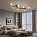 Black and Gold Modern Sputnik Semi Flush Mount Ceiling Light Fixture 7-Lights,Mid Centur Minimalist sputnik Chandelier for Living Room,Dining Room,Bedroom,Kitchen,Hallway(Bulbs Not Included), 47.83"l X 15.74"w X 6.3"h