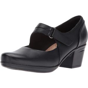 Clarks Women's Emslie Lulin Pump (11 Wide, Black Leather)