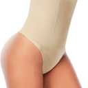 Womens Thong Shapewear Mid to High Waisted Shaper Thong WN0017 (Medium, 02#b Beige#high Waisted Firm)