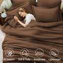 FUANNA Queen Comforter Set Dark Brown, 7 Pieces Soft Bedding Sets Queen Size, All Season Lightweight Bed in a Bag with Comforter, Flat Sheet, Fitted Sheet, Pillowcases & Shams