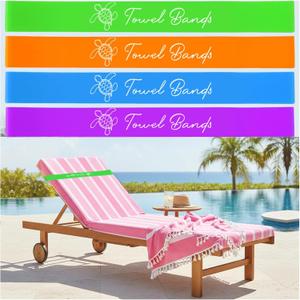 2 x Yufawow 4 Packs Towel Band for Beach Pool Lounge Chair Strap Clip Cruise Card Lanyard Luggage Tag Holder Royal Caribbean Cruise Essentials 2026 Vacation Must Haves Women