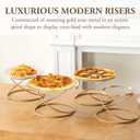 MyGift Modern Gold Tone Metal Wire Spiral Pizza Pan Pedestals, Tabletop Serving Platter Riser Stands, Food Dish Rests or Dessert Tray Display Racks, Set of 4