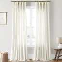Joywell 144 Inch Curtains for Tall Floor Ceiling Sheer Linen Light Filtering Window Treatments Bak Tab Rod Pocket Sheer Neutral Extra Long 2 Story Window Curtain 144 Inches Long 12 Ft (Natural)