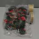 Suncalla 22 Pcs Christmas Artificial Floral Picks 8 Inch Red Berry Pine Cones Picks with Burlap Ribbon Rolls Fake Holly Branches for Wreaths Xmas Tree Arrangement Holiday DIY Gift Craft (Snow Frosted)