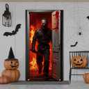 Halloween Terror Door Cover, Halloween Scary Bloody Door Decorations for Spooky Party Supplies, 71x35 Inch
