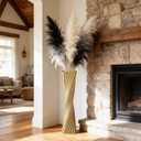 23.6" (60cm) Tall Gold Floor Vase for Pampas Grass, Floor Vases for Modern Geometry Decor - Minimalist Skinny Unique Shape Flower Vase for Farmhouse Entryway, Fireplace,Shelf