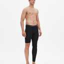 Men's Basketball Single Leg Tight Sports Pants 1/2 One Leg Compression Pants Athletic Base Layer Underwear (Black, XS)