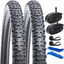 YUNSCM 2-PCS 27.5" Mountain Bike Tires 27.5x2.30/58-584 and 27.5" Heavy Duty Bike Tubes Schrader Valve Compatible with Off Road Bike 27.5x2.25 27.5 X 2.30 27.5x2.35 Bicycle Tires and Tubes (Y-834)