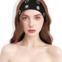 Grommet Headband for Women, Plus Black 23cm Hollow Out Elastic Hair Band, Eyelets Punk Grunge Stylish Hairband (1 Count (Pack of 1))