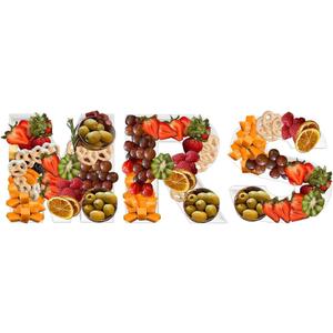 Washable MRS Fillable Letter Plastic Charcuterie 10inch Bridal Shower Food Fruit Events Centerpiece Decoration Treat 