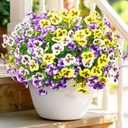 2 x MARTINE MALL 8 Bundles Look Real Artificial Flowers for Outdoors, Realistic Fake Outdoor Flowers, UV Resistant Silk Pansy Flowers for Outside Faux Flower Plants for Outdoor Porch Garden, Mixed Colors