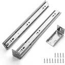 20 Inches Drawer Slides - 2 Pairs Soft Close Drawer Slides Heavy Duty Side Mount Ball Bearing Brushed Nickel Drawer Rails with Mounting Brackets, Silver