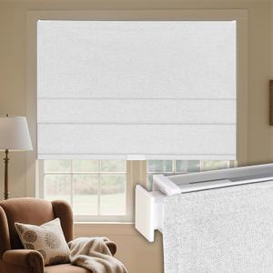 Grandekor No Drill Cordless Roman Shades for Windows,Blackout Fabric Blinds for Indoor Windows,UV Privacy Protection Thermal Insulated,Easy Install,Blocking Roman Blinds for Home,Custom Size&Color