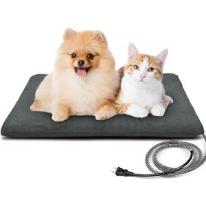 PETNF Outdoor Heated Pet Bed with Waterproof Cover,Pet Heating Pads for Dog,Soft Electric Blanket Auto Temperature Control,Heating Mat for Dog House Cabin Cot Doorway,Rescue Cats (M:19.7'' x 15.7'', Gray)