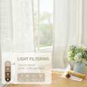 LAMIT Linen Sheer Curtains 72 Inch Length 2 Panels, Linen Textured Light Filtering Semi Sheer Back Tab and Rod Pocket Burlap Boho Neutral Drapes for Bedroom/Living Room, Ivory Cream, 52 x 72 Inch