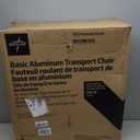 Medline Lightweight Foldable Transport Wheelchair with Handbrakes and 12-Inch Wheels, Red Frame, Black Upholstery