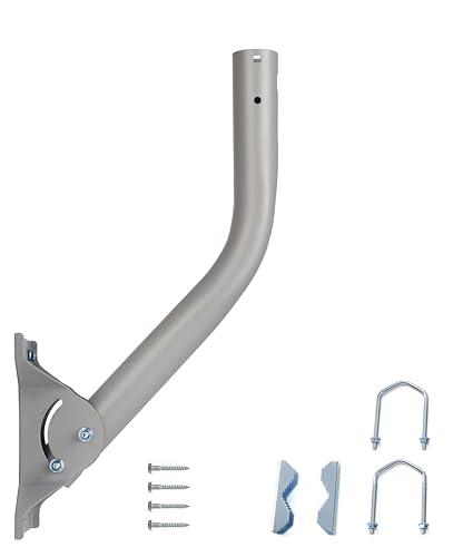 Heavy Duty Universal Adjustable Antenna Mount Pole(OD 1 11/16", Length 17 1/4"), Pole Mounting Bracket for Wall Eave Roof, Compatible with Antenna, Weather Station and WiFi Extender, with U-Bolt Kit