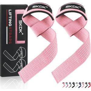 SKDK Cotton Hard Pull Wrist Lifting Straps Grips Band-Deadlift Straps with Neoprene Cushioned Wrist Padded and Anti-Skid Silicone - for Weightlifting, Bodybuilding, Xfit, Strength Training