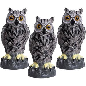 Galashield Owl Decoy | Plastic Owls to Scare Birds Away | Owl Statue for Garden & Outdoors - Pack of 3