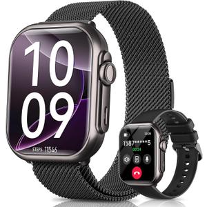 Smart Watch for Men Women - Answer/Make Call/30 Days Battery/2 Bands, 1.85" HD for Android iPhone Samsung Compatible IP68 Smartwatch Blood Oxygen Heart Rate Blood Pressure Sleep Fitness Tracker Reloj