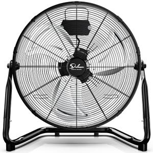 Simple Deluxe 20 Inch 3-Speed High Velocity Heavy Duty Metal Industrial Floor Fan for Warehouse, Workshop, Factory and Basement, Black, 1 Pack