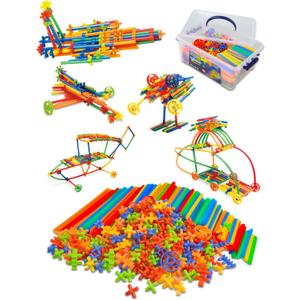 600PCS STEM Building Toys, Straw Constructor Toys Up Grade Engineering Building Sets for Kids Develops Motor Skills and Logic Thinking, Fun Educational Toy Great for Gift