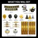 Graduation Decorations 2026, Class of 2026 Party Decorations Set with Banner, 2026 Balloons, Foil Curtains, Hats & Glasses, Black Gold Graduation Party Supplies for High School & College
