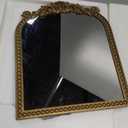 Vintage Makeup Mirror with Stand : 12.1"x9.8" Arched Antique Gold Vanity Mirror for Dresser - Baroque Standing Tabletop Ornate Decor for Desk/Living Room/Bedroom