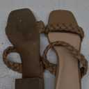 Wide Width Chunky Heels for Women Braided Dressy Sandals Square Open Toe Summer Shoes (Khaki)