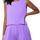 Ecolala Girls' Summer 2 Piece Outfits Sleeveless Tank Tops and Wide Leg Shorts Sets 7-8Y