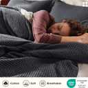 Bedsure Cotton Duvet Cover Set - 100% Cotton Waffle Weave Charcoal Duvet Cover Oversized King Size, PureWoven Breathable Bedding Set for All Season, 3 Pieces, 120"x98"
