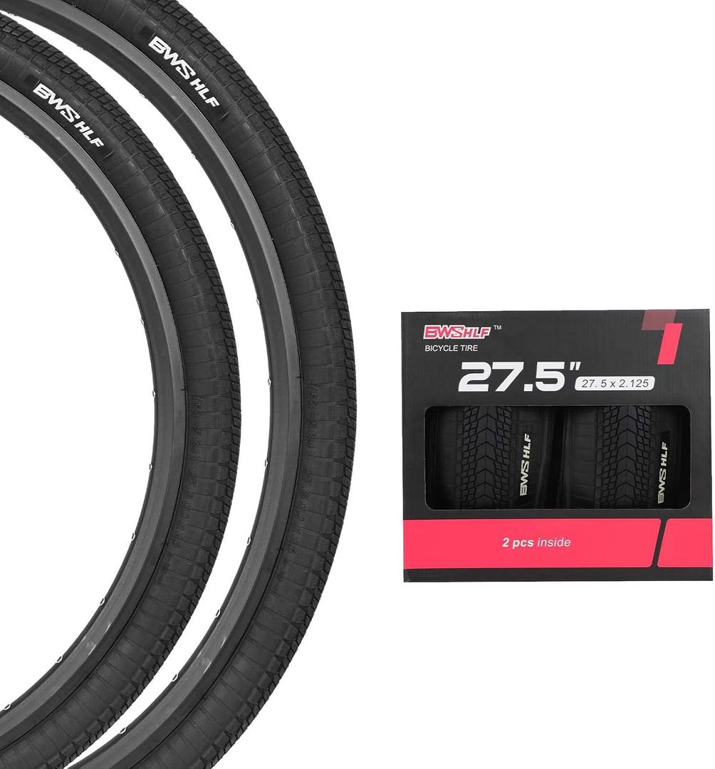 BWSHLF Replacement Mountain Bike Tires, 20/24/26/27.5/29Inch Size, 2 Pack Black Folding MTB Bicycle Tire, Black/Brown Side