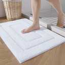 Bathroom Rug, Super Absorbent Microfiber Bath Mat, Extra Soft Non Slip Washable Bath Rugs for Bathroom Floor, Shower Room, Sink, 24"x16", White