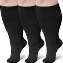 Wide Calf Compression Socks: Plus Size Compression Stockings for Men Women - Extra Large 20-30 mmHg Compression Hose Support for Travel Nurses Running Pregnancy 3 Pairs (5XL, Black)