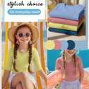 4 Pack Teen Girls T Shirts Kids Summer V Neck Tops Ribbed Basic Cute Tees Short Sleeve Clothes for Tween 5-14 Years