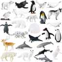 RCOMG 26pcs Arctic Animal Figurines - Realistic Polar Animal Figures with Polar Bear, Caribou, Penguin & Arctic Wolf - Great for Easter Egg, Gifts & School Projects