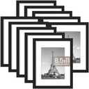 upsimples 8.5x11 Picture Frame Set of 5, Display Pictures 6x8 with Mat or 8.5x11 Without, Multi Photo Frames Collage for Wall or Tabletop Display, Black