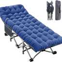 ABORON XXL Camping Cot for Adults 900LBS - 78"32" Oversized Folding Bed with Mattress Pad, Heavy Duty 1200D Oxford Outdoor Cot with Carry Bag (U Cobalt Blue)