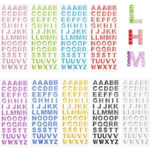 495 Pieces Glitter Alphabet Stickers, 9 Sheets 0.6" A-Z Rhinestone Letter Stickers Self-Adhesive Crystal Stick on Letters Shiny ABC Word Sticker by Letter for Scrapbooking, Card Making, DIY Art Craft