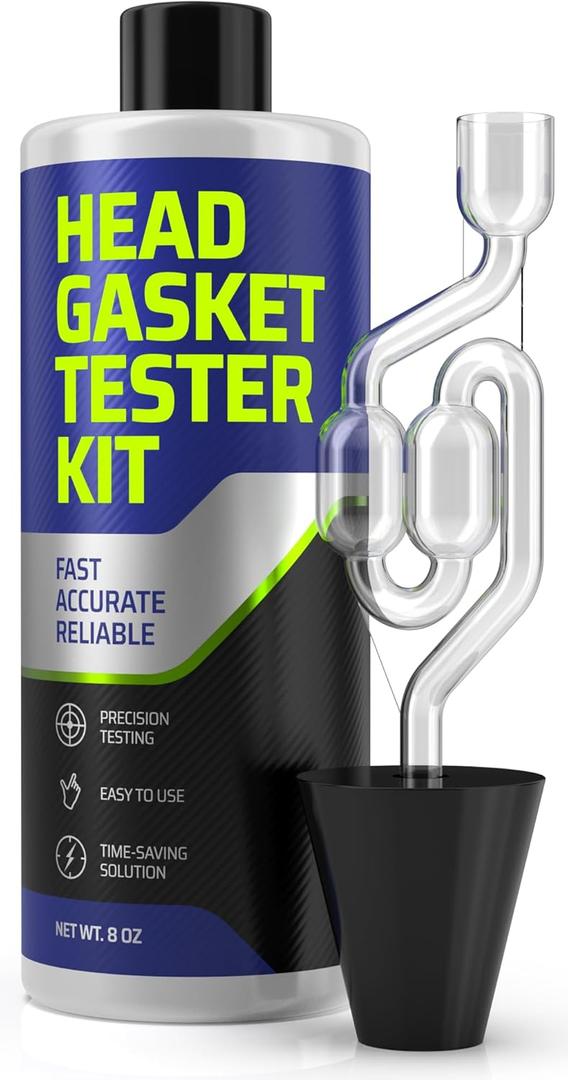 FORTIVO Head Gasket Tester Kit  Over 100 Tests, Complete Combustion Leak Test System with Universal Radiator Adapter, Works on Cars, Trucks, SUVs and Leak Detection Fluid 8oz