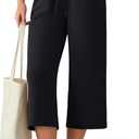 G4Free Pajama Pants Women Capri Pants with Pockets High Waist Drawstring Pull on Summer Pants Casual Lounge Sweatpants(Black, L, Regular)