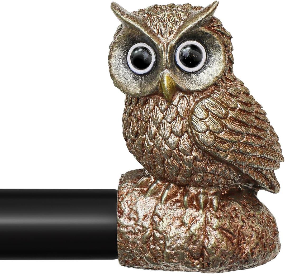 Vintage Decorative Black Curtain Rods for Windows 28 to 48 Inch Adjustable Heavy Duty 1'' Diameter Curtain Rod with Owl Finials for Bedroom Living Room Kitchen Farmhouse (18-60'')