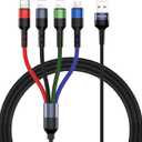 USAMS Multi Charging Cable 2Pack 4FT 4 in 1 Nylon Braided USB Fast Charging Cord Adapter Type C Micro Port Compatible Cell Phones Tablets and More