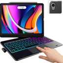 Typecase Touch Keyboard Case with Trackpad for iPad Air 11-inch (M3 2025 / M2 2024) 2024: 360°Rotatable - 11 Colors Backlight - Wireless Keyboard with Pencil Holder for iPad Air 5th & 4th Gen, Black
