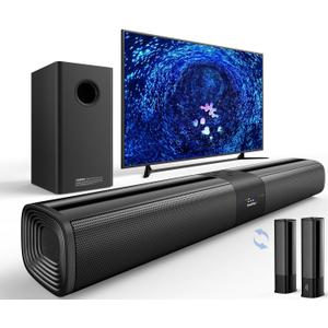 Saiyin Sound Bars for Smart TV with Subwoofer, Soundbar with Optical/ARC/AUX and Bluetooth 5.3 Inputs, Surround Sound System with 5.25 Inches Woofer,Treble and Bass Adjustable