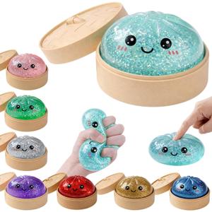 Glitter Dumpling Squishies Mystery Box Squeeze Toy, Easter Squishy Dumpling Fidget Toys for Adults, Stress Relief Sensory Toy(LightBlue)